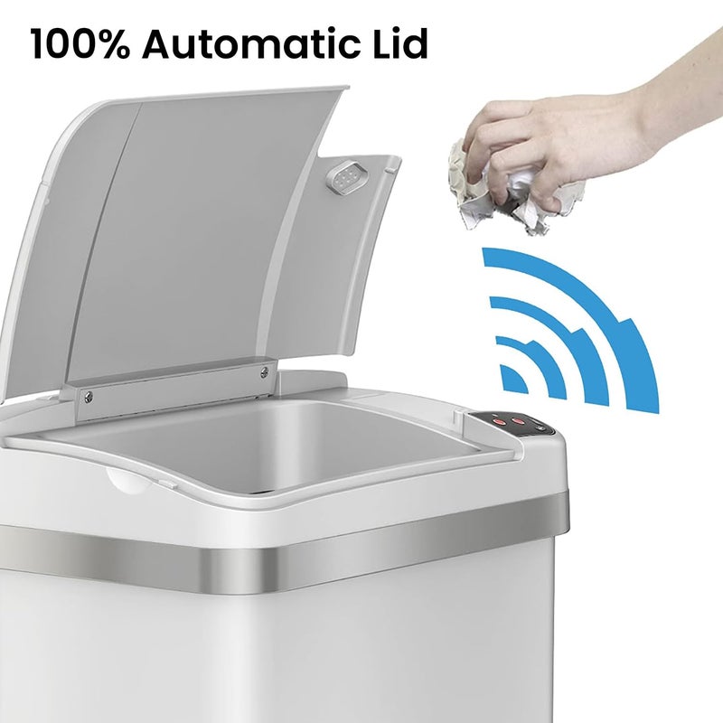 iTouchless 2.5 Gallon Sensor Bathroom Trash Can with AbsorbX Odor Filter and Air Freshener, Touchless Automatic Slim Wastebasket, Perfect Garbage Bin for Bedroom, Home, Toilet, White - Image 2